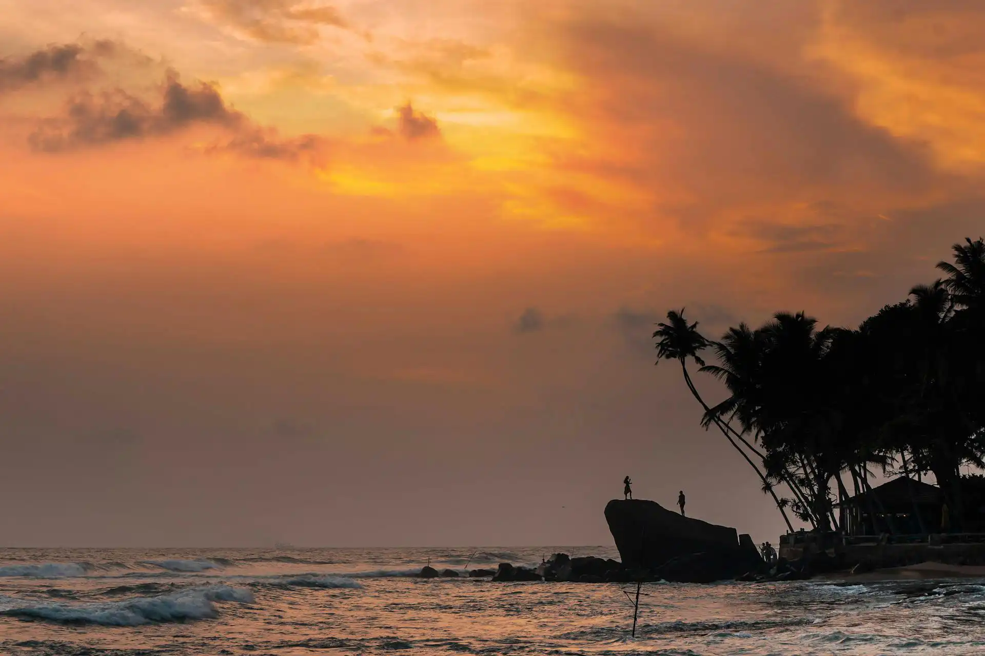Unawatuna beach sunset perfect for Sri Lanka round tours.